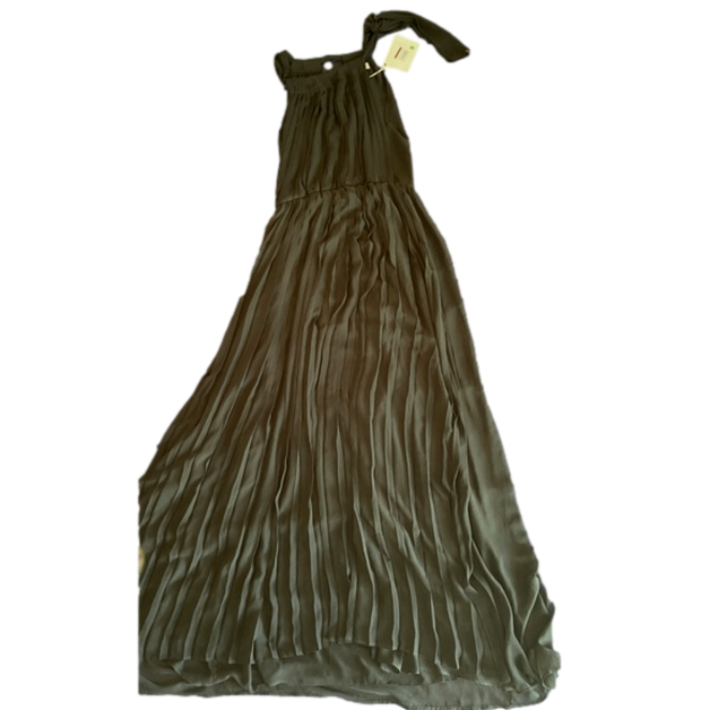 Blugirl Blumarine black high neck pleated maxi formal dress NWT